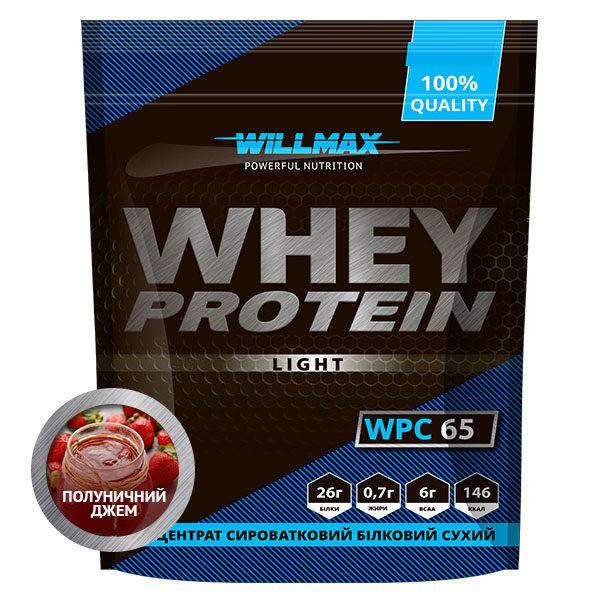 Протеин Willmax 65%  1кг Клубничный джем